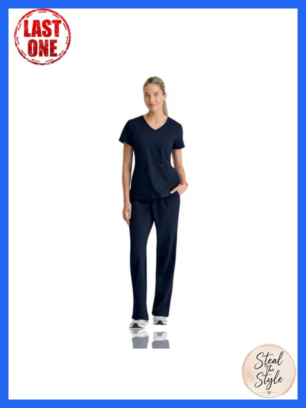 Women's Medical Scrub Set V-Neck Top Straight Leg Pants Recycled Polyester